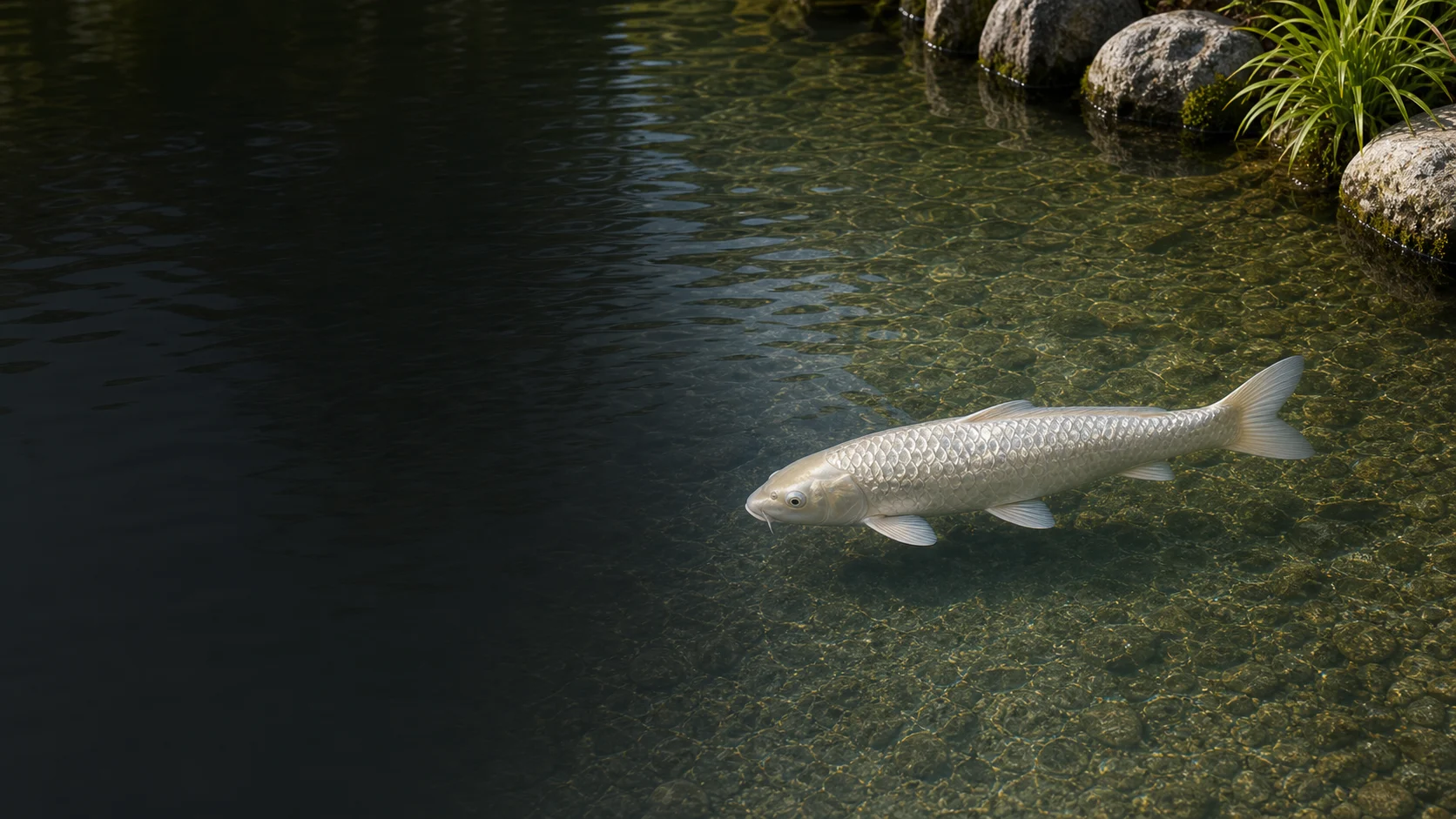 Silberner Ginrin Koi im Profil